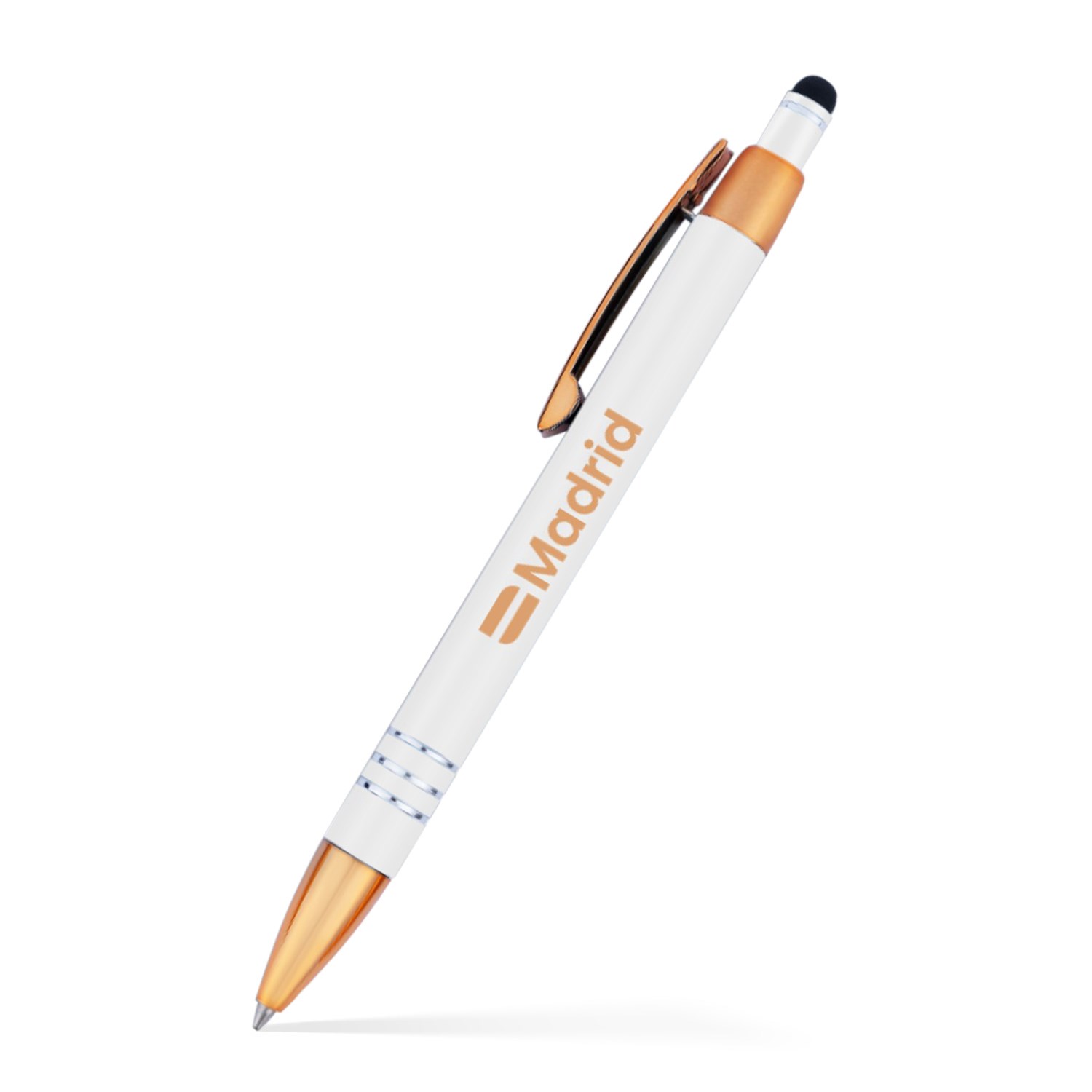 Penny Stylus Satin Soft Touch Click Metal Pen - Copper Accents (CLOSEOUT) 3