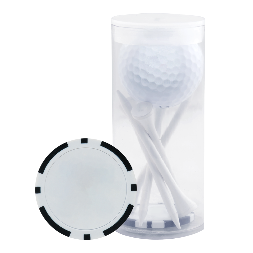 1 Ball & 5 Tee Tube w/ Poker Chip