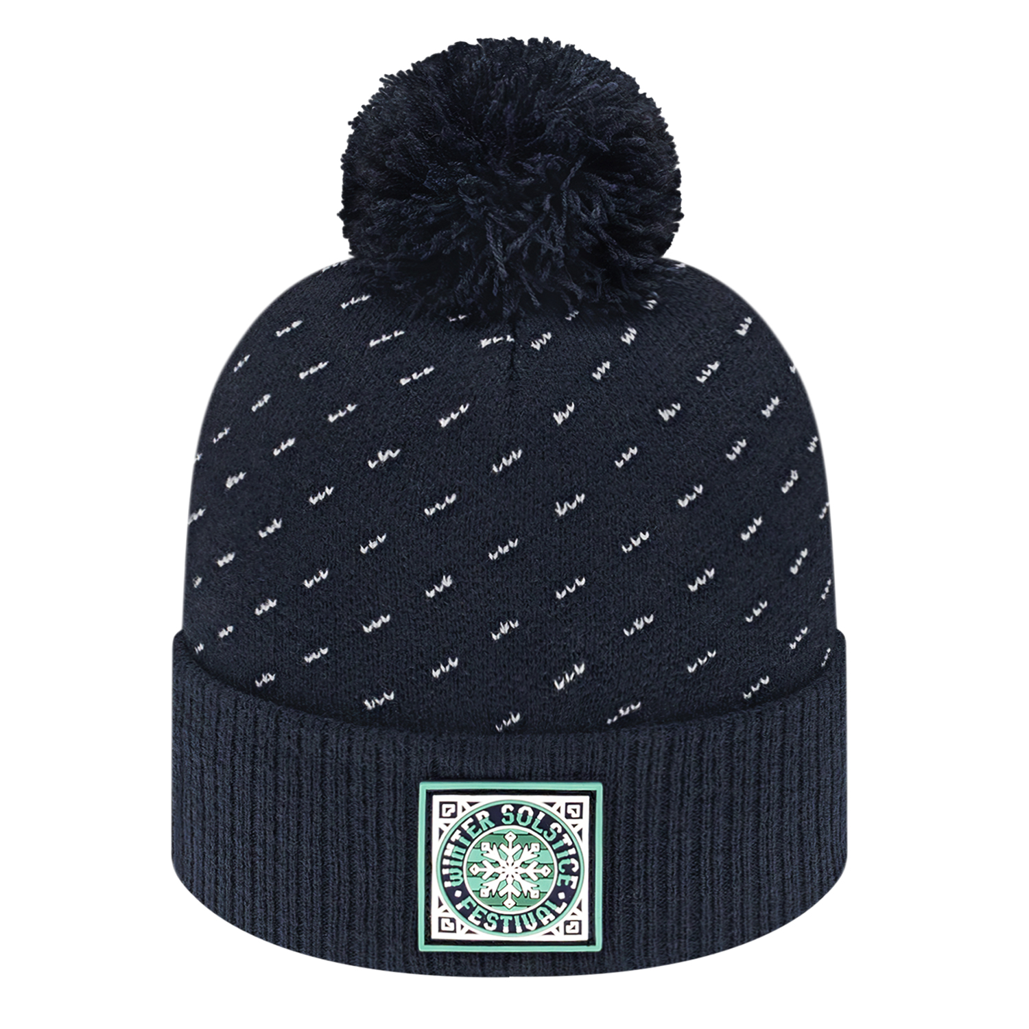 Diagonal Dash Knit Cap with Ribbed Cuff 16
