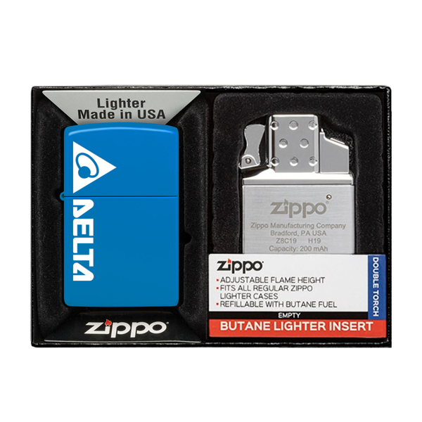 MATTE ZIPPO® LIGHTER & DOUBLE BUTANE INSERT GIFT SET