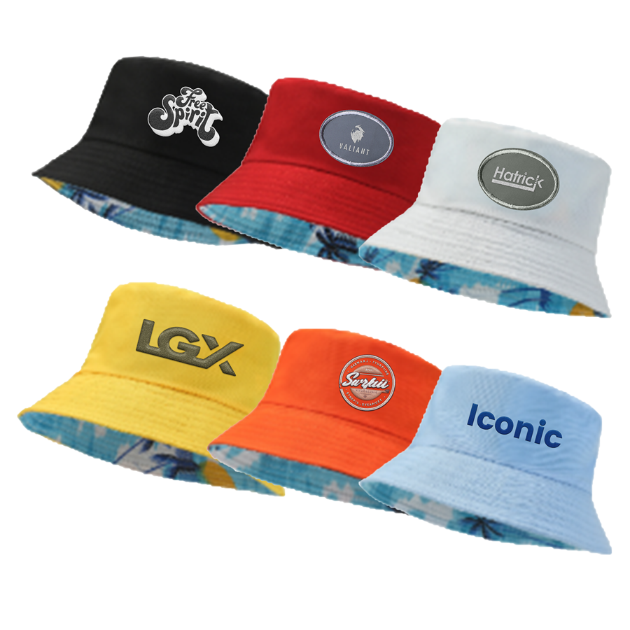 Rush - Reversible Poly Bucket Hat - Inside Palm Print