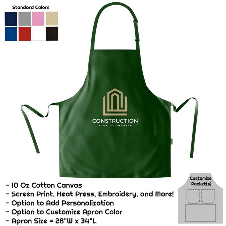 Cotton Canvas Bib Apron - 28"W X 34"L