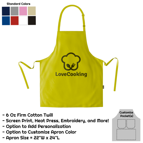 Cotton Twill Bib Apron - 22"W X 24"L