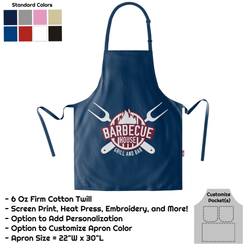 Cotton Twill Bib Apron - 22"W X 30"L