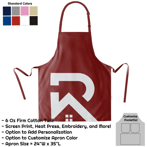 Cotton Twill Bib Apron - 24"W X 35"L