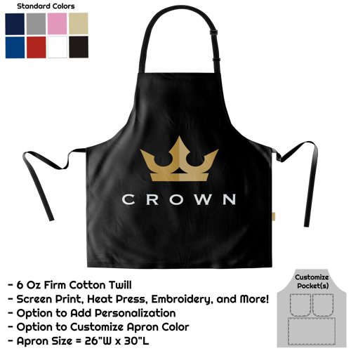 Cotton Twill Bib Apron - 26"W X 30"L