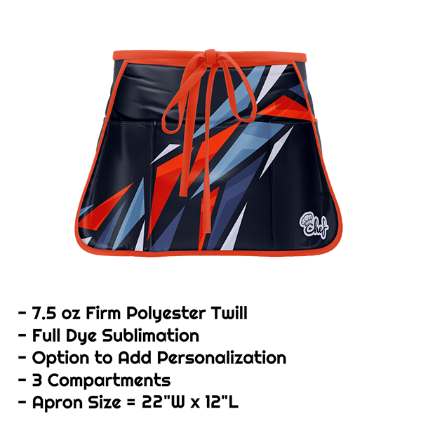 Poly Twill Sublimation Waist Apron w/ 3 Compartments - 22"W x 12"L