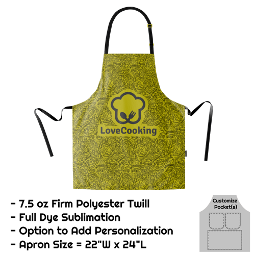 Poly Twill Sublimation Bib Apron - 22"W X 24"L