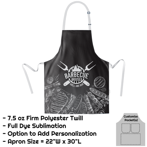 Poly Twill Sublimation Bib Apron - 22"W X 30"L