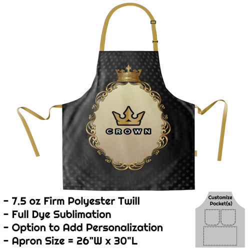 Poly Twill Sublimation Bib Apron - 26"W X 30"L