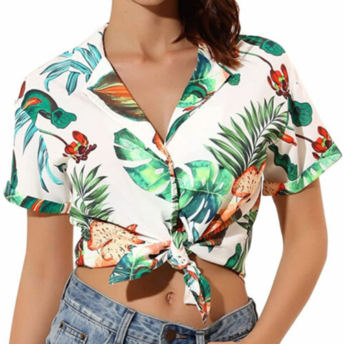 Women's Sublimation Hawaiian Tie Poly Shirt