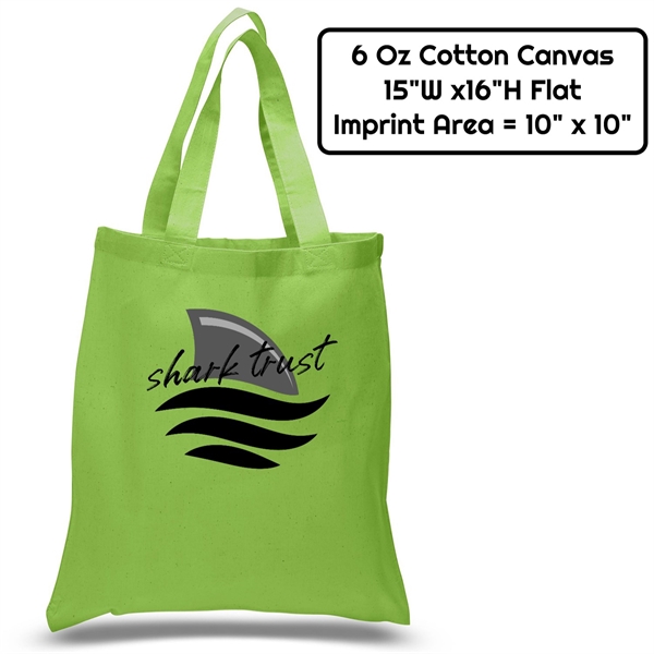 Value 6 oz Cotton Canvas Tote Bag - 15"W x 16"H x 21"Handle