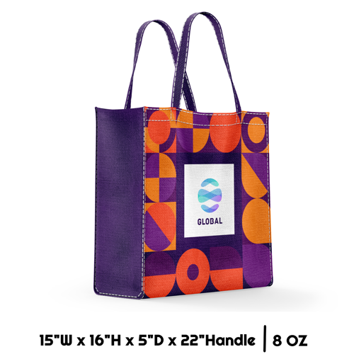 8 oz Cotton Canvas Tote Bag- 15"W x 16"H x 5"D x 22"Handle