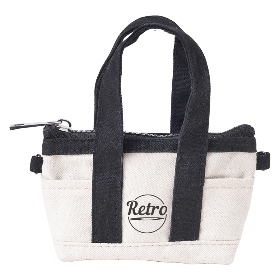 10 Oz Cotton Canvas Tiny Tote w/ Carabiner - 4.3" x 3" x 1.6"