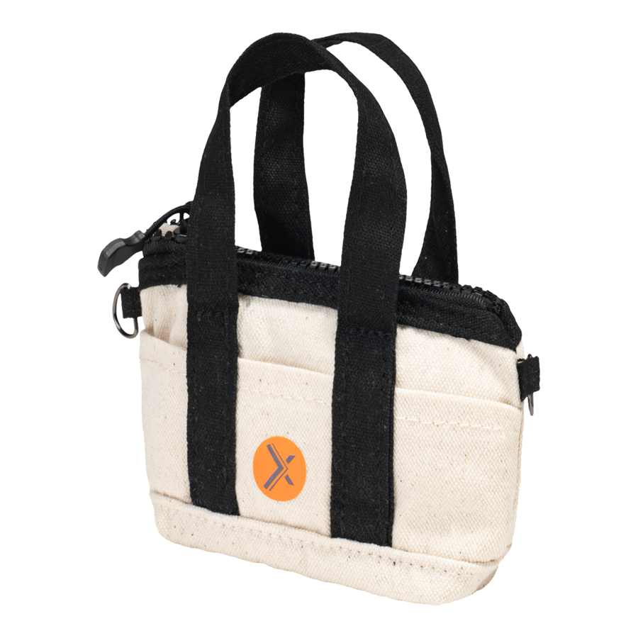 10 Oz Cotton Canvas Tiny Tote w/ Carabiner - 4.3" x 3" x 1.6"