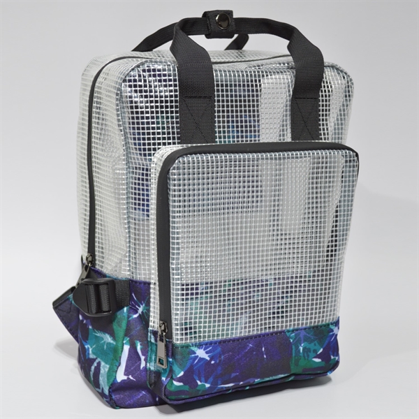 Sublimation 600D Poly & Grid PVC Backpack - 13 x 9.5 x 5 in