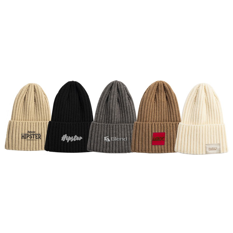 Premium Stock Chunky Ribbed Cuffed Beanie - Acrylic Blend