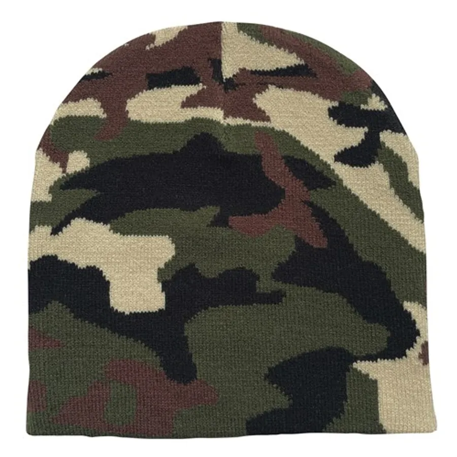 Camo Pattern Stretch Beanie with Custom Logo