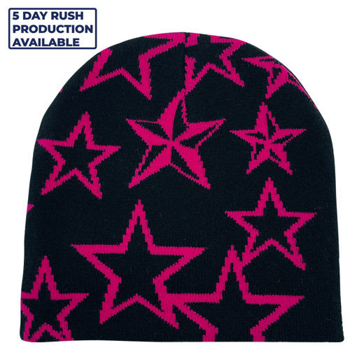Star Pattern Stretch Beanie with Custom Logo