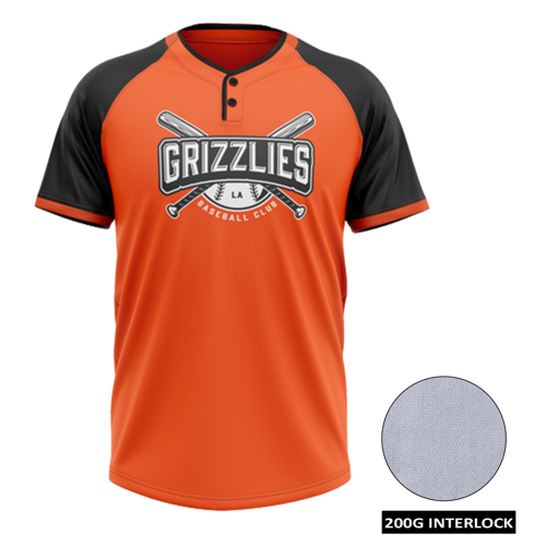 Men's & Kids' Sublimation 2-Button Baseball Jersey - 200G Interlock