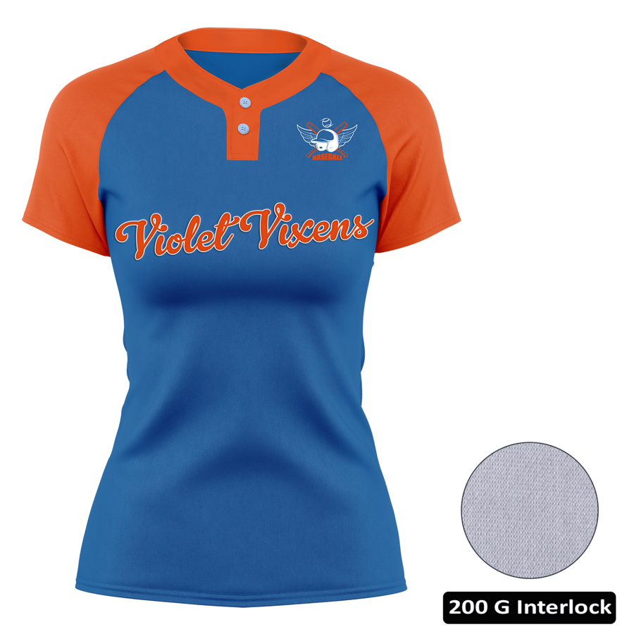 Women's Sublimation 2-Button Baseball Jersey - 200G