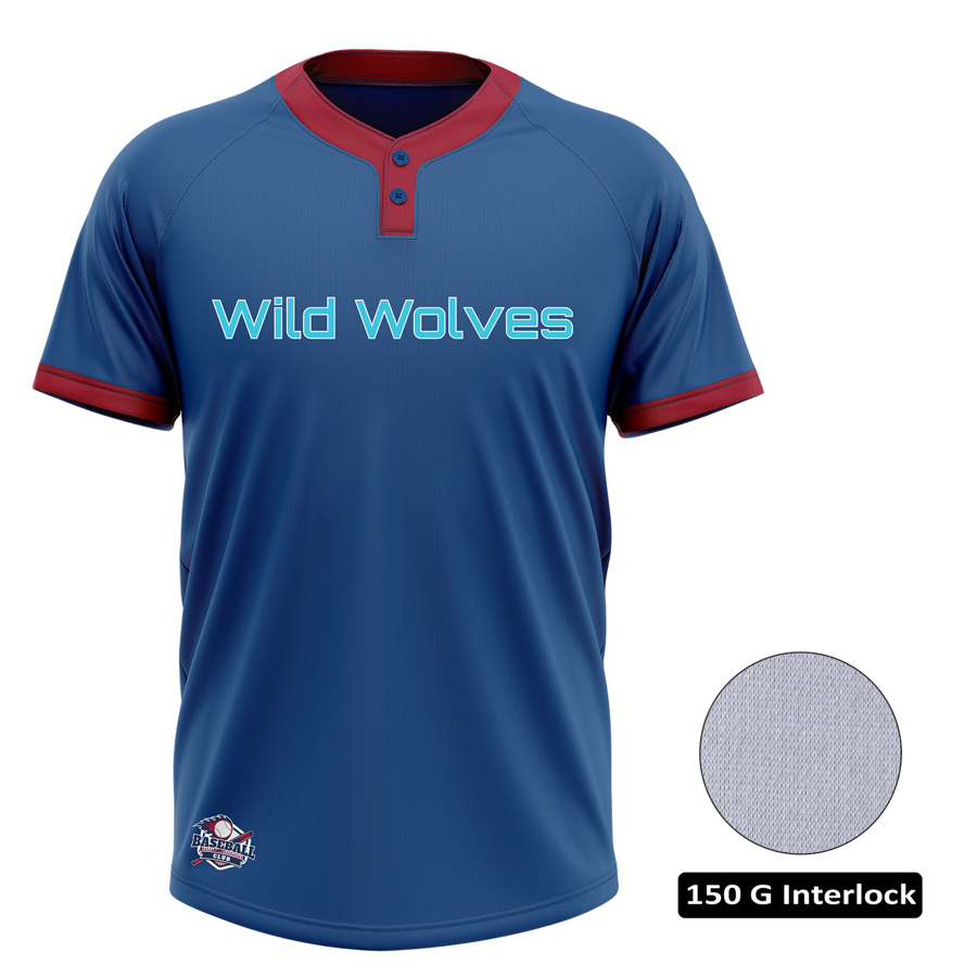 Men's and Kids' Sublimation 2-Button Baseball Jersey - 150G