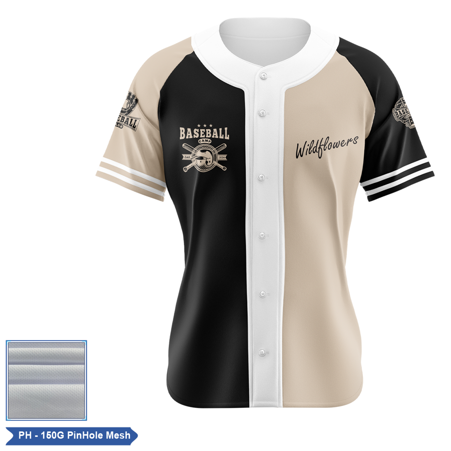Women's Sublimation Full-Button Baseball Jersey - Pinhole