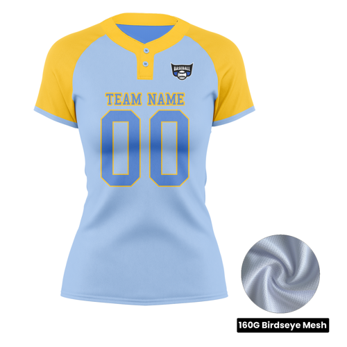 Women's Sublimation 2-Button Baseball Jersey - Birdseye