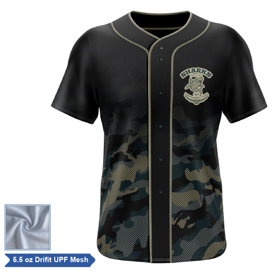 Sublimation UPF Mesh Full-Button Baseball Jersey