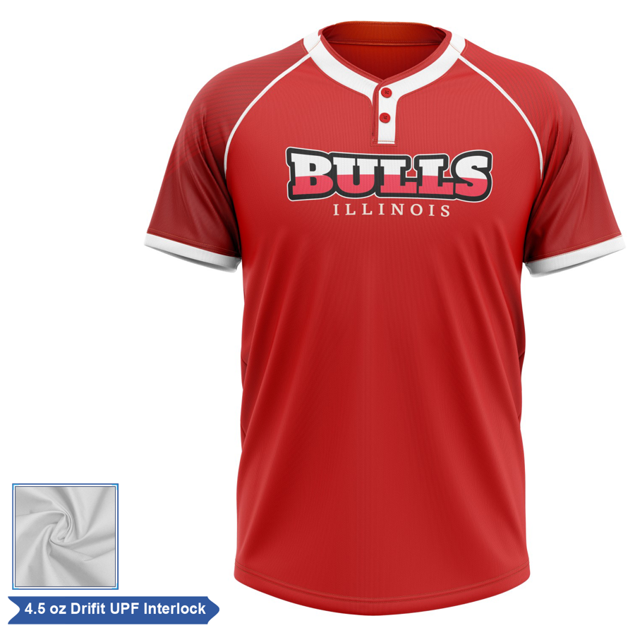 Sublimation UPF DriFit 2-Button Baseball Henley - Men Women