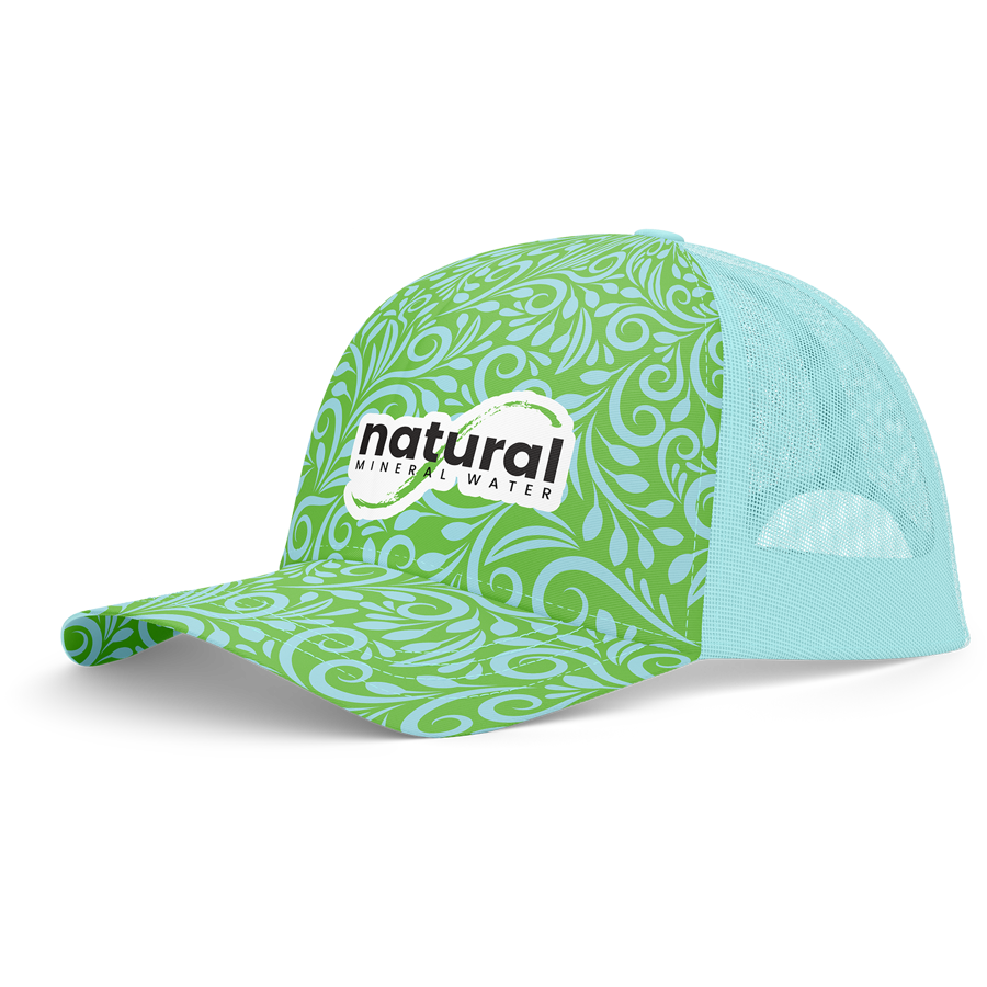 Premium Sublimation 5 Panel Mesh Back Trucker Cap -