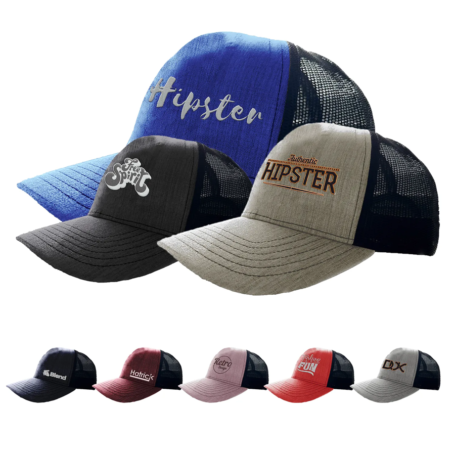 Heathered Cotton 6-Panel Mesh Snapback Cap