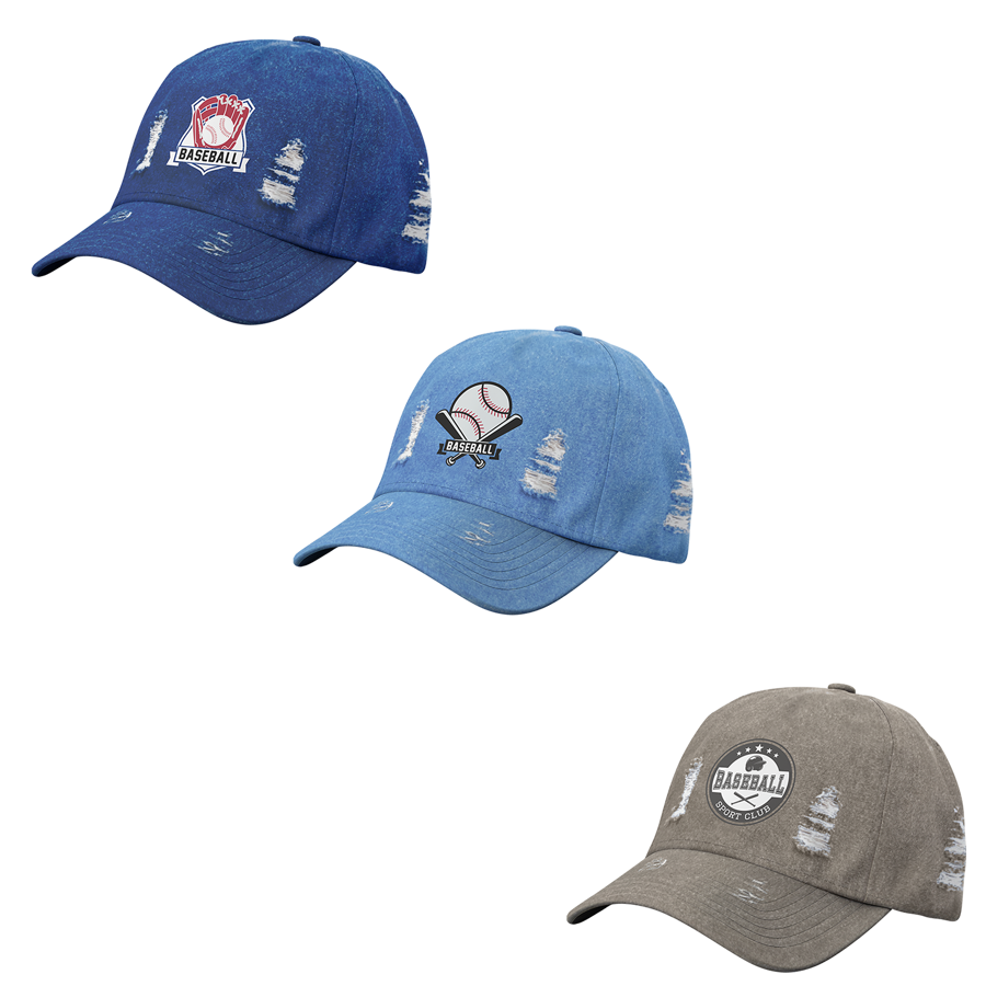 Premium Stock Ripped Cotton 6-Panel Unstructured Cap w/