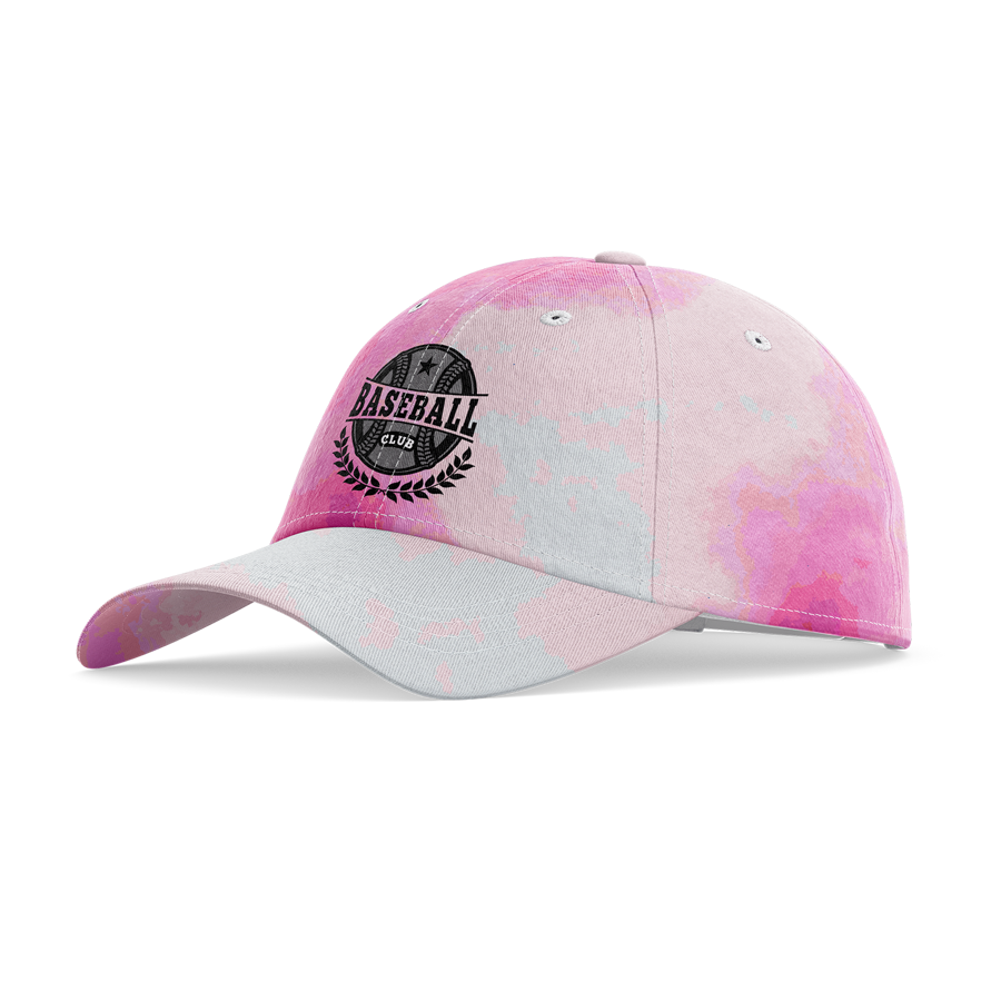 Premium Stock Cotton 6-Panel Structured Tie Dye Cap w/ Metal