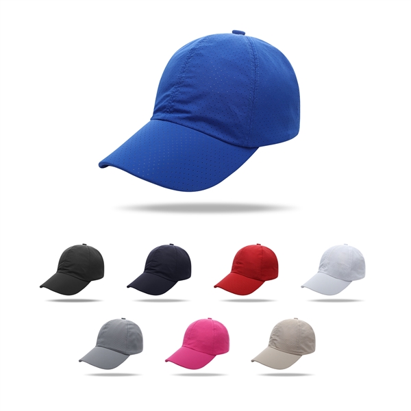 Stock Solid Color Quick Dry Poly 6 Panel Cap, Elastic Back