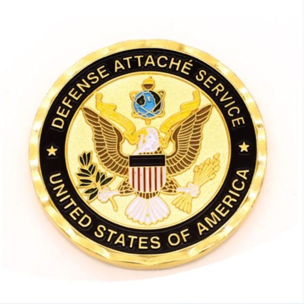 Zinc Alloy Challenge Coin with Shiny Plating Finishes - Die Struck with Color-Fill 