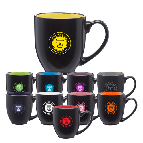 Two-Tone Bistro Style Ceramic Mug, 16 oz.