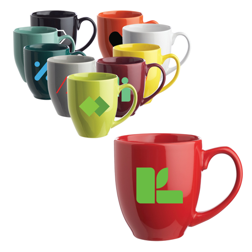 Glossy Bistro Style Ceramic Mug, 16 oz.