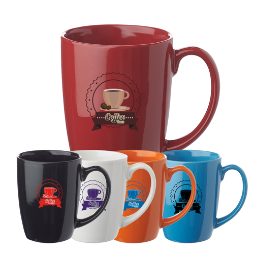 Ceramic Solid Color Curved Mug, 12 oz.