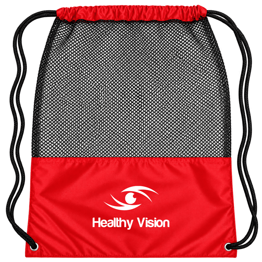 Mesh Front Polyester Drawstring Bag w/ Custom Logo