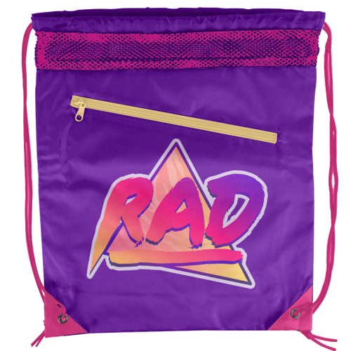Sublimation Mesh-Top Polyester Drawstring Bag w/ Slant-Zip Pocket
