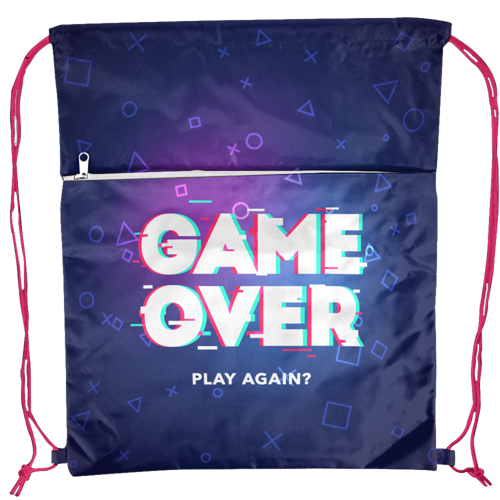 Sublimation Polyester Drawstring Bag w/ Horizontal-Zip