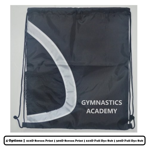 Multi-Panel Semi-Circle Design Polyester Drawstring Bag w/