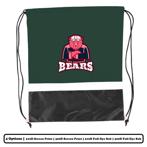 Horizontal Multi-Panel Polyester Drawstring Bag w/ Custom