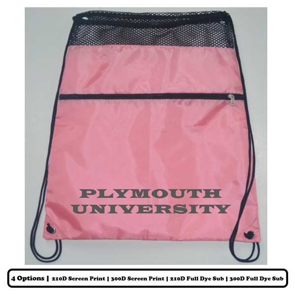 Sublimation Mesh-Top Polyester Drawstring Bag w/