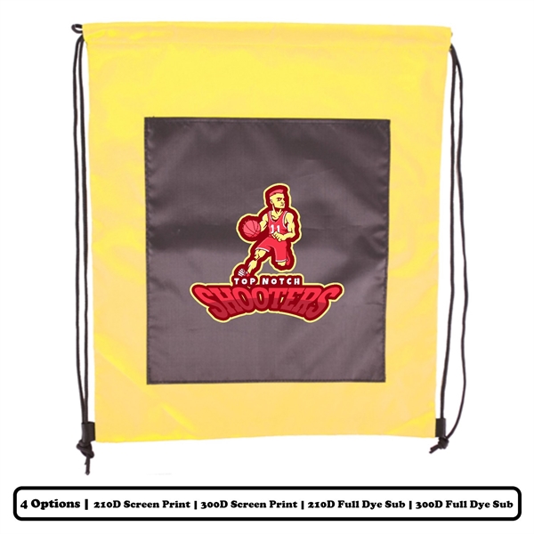 Polyester Drawstring Bag w/Large Open Pocket w/ Custom Logo
