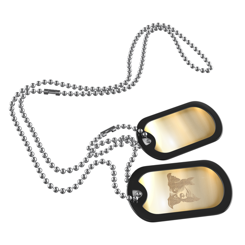 Double-Sided Dog Tag Pendant w/ Long Chain