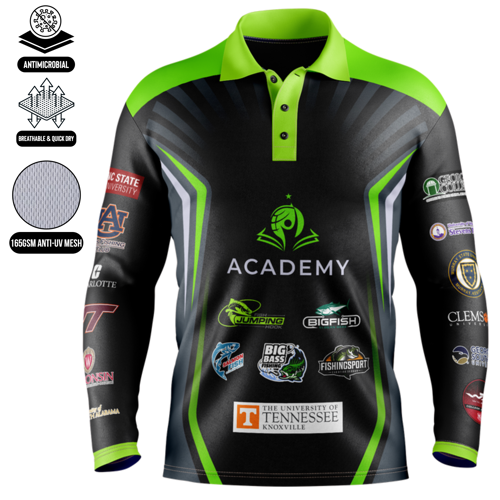 Unisex & Kids' Sublimation Long Sleeve Fishing Polo - 165G UPF50+ Mesh