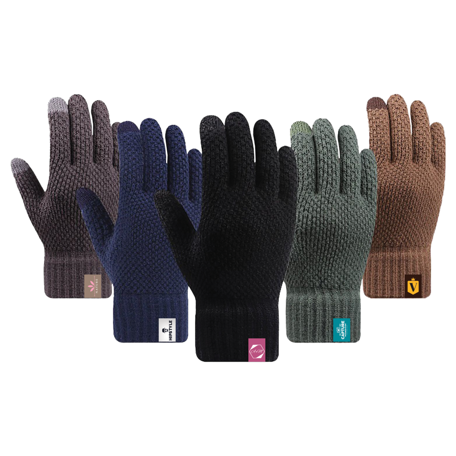 Adult Waffle Knit Gloves with Sensitive Touch and Custom Logo