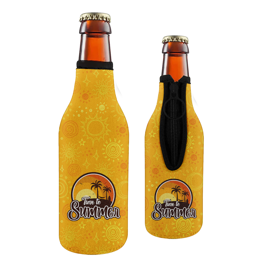 Sublimation 12 Oz Bottle Kooler with Zipper & Piping - 3mm Neoprene
